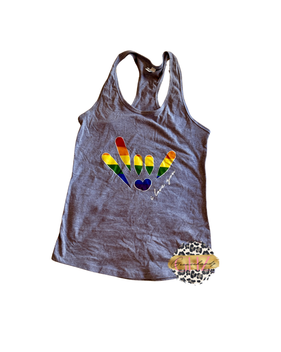 #40 rainbow ily asl tanktop (L)