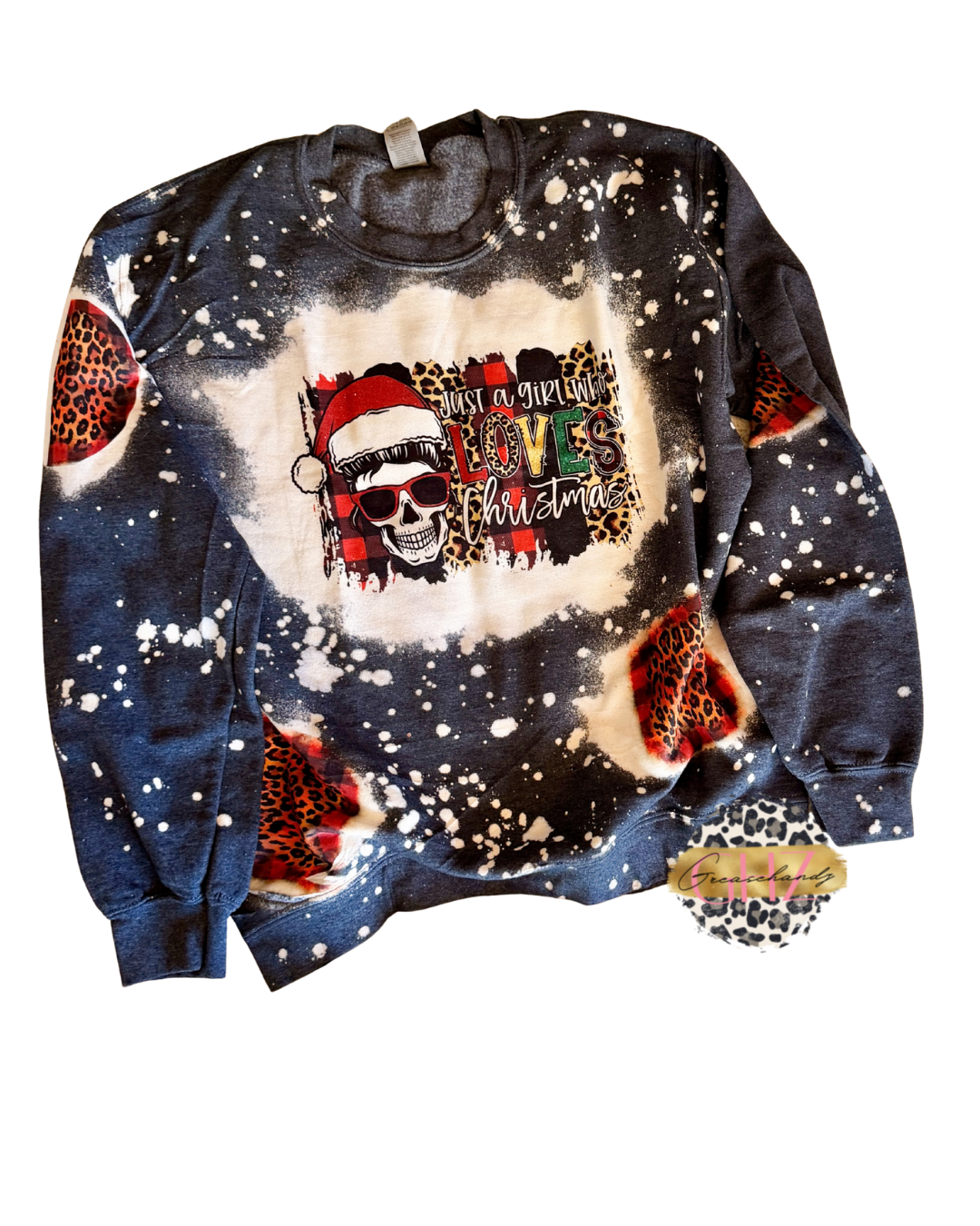 #41 girl who loves xmas bleached sweatshirt (s)