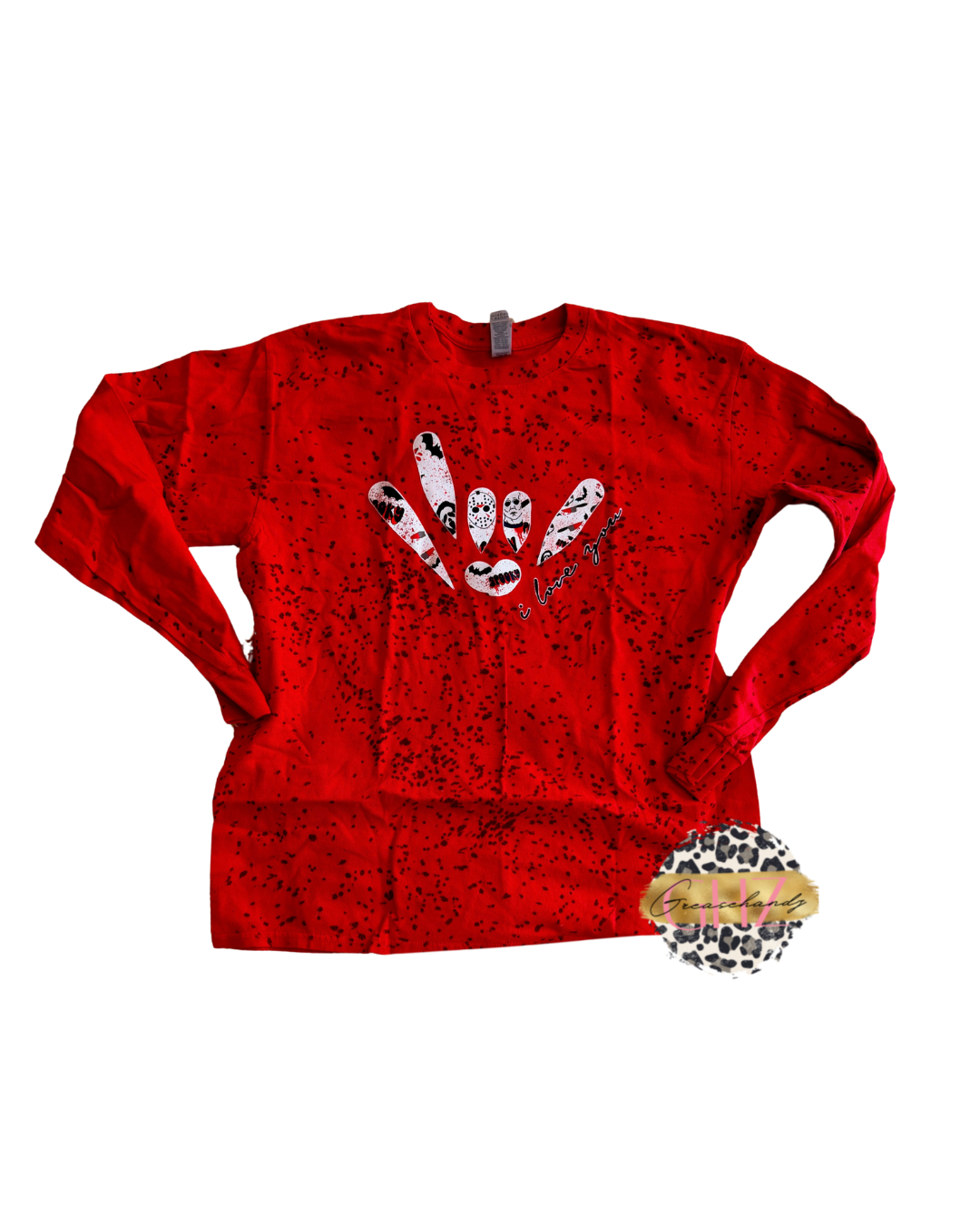 #47 horror ily asl red longsleeve (L)