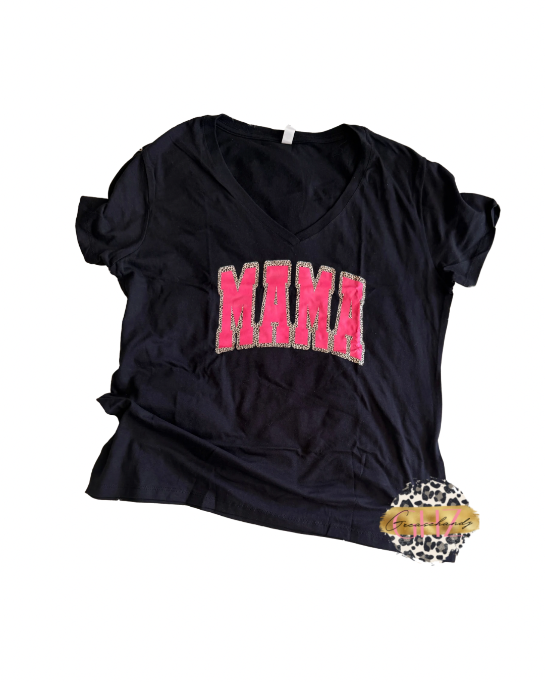 #32 varsity mama pink leopard vneck x3 (3xl)