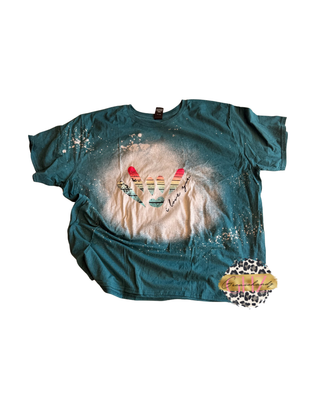#7 summer ily asl bleached tshirt (4XL)