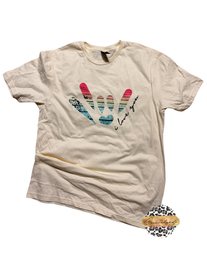 Beach Summer ILY ASL Tee