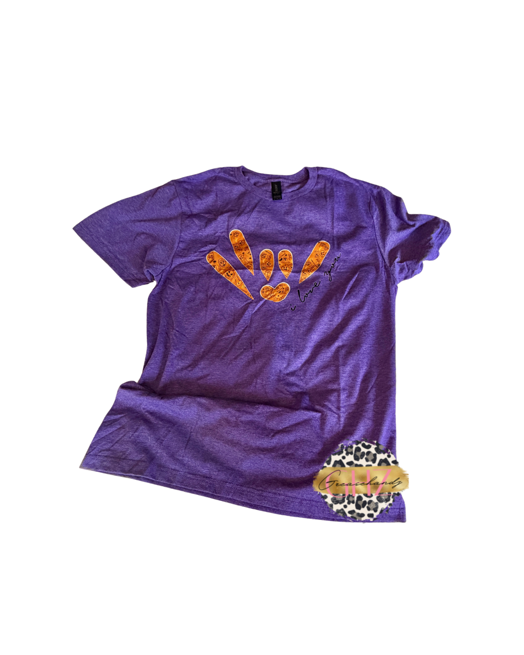 #63 halloween ily asl purple tshirt (M) x4
