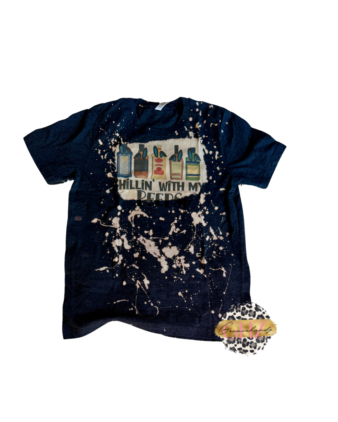 #67 chillin with my peeps bleached tshirt (M)