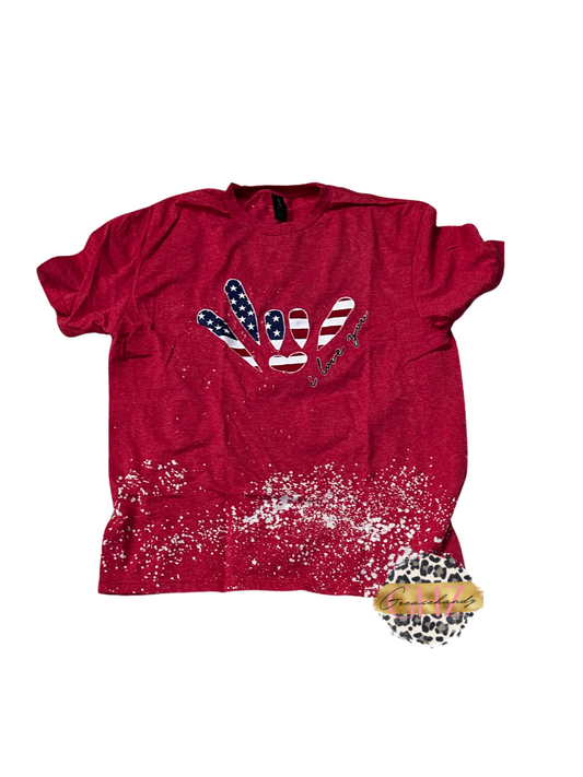 #68 USA ily asl tshirt L