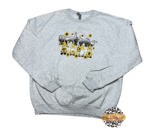 #74 Spring ASL Gnomes ASH Grey sweatshirt (L)