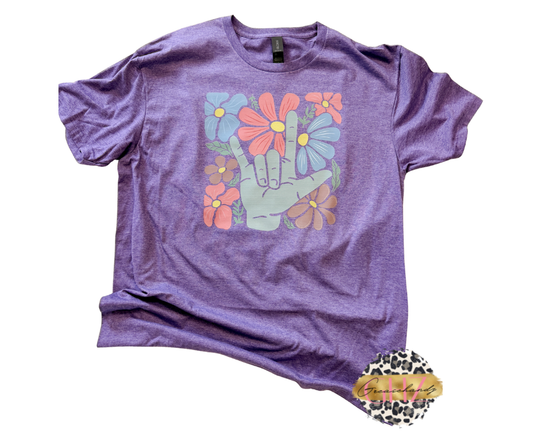 ASL ILY Boho Floral T-shirt