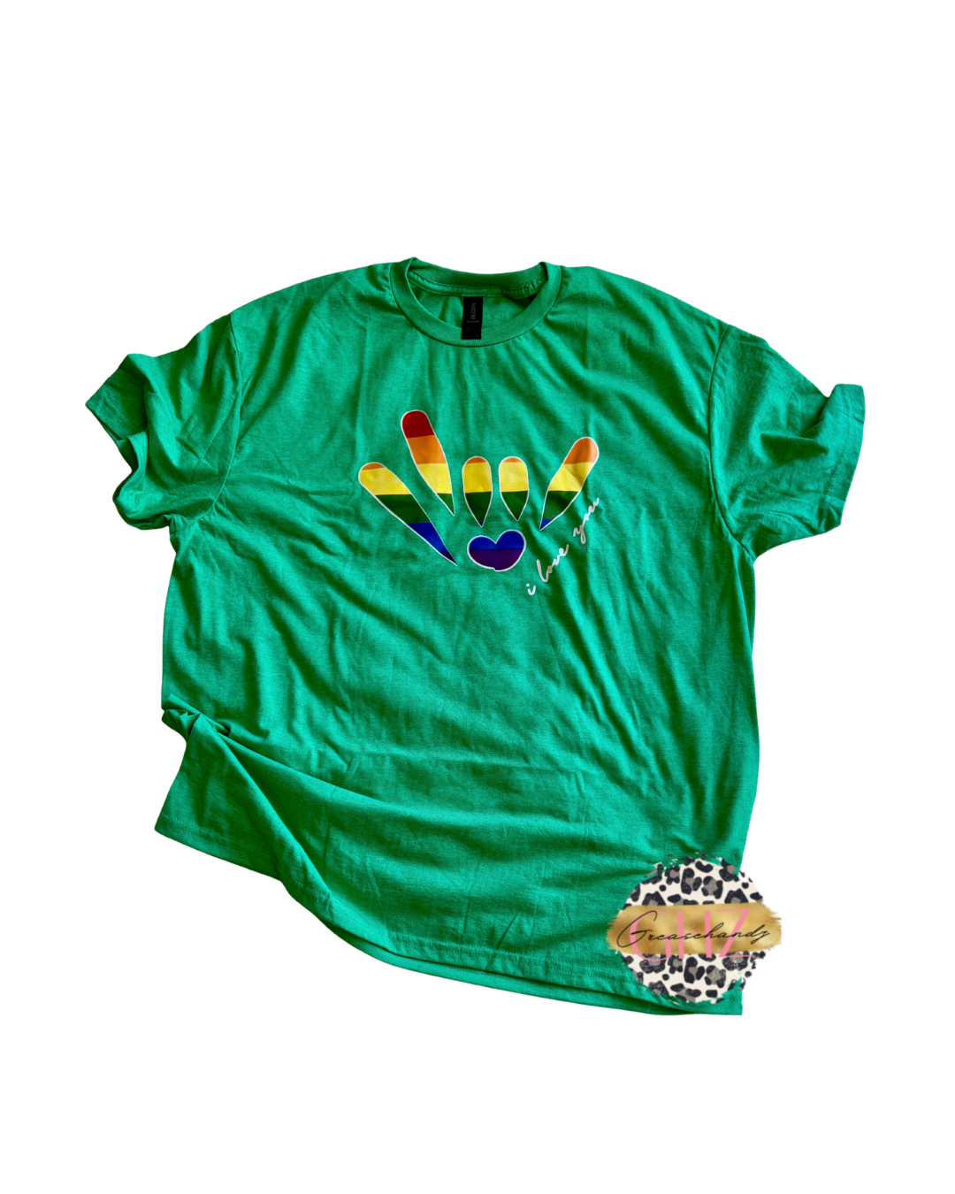 #7 rainbow ily asl tshirt (XL)