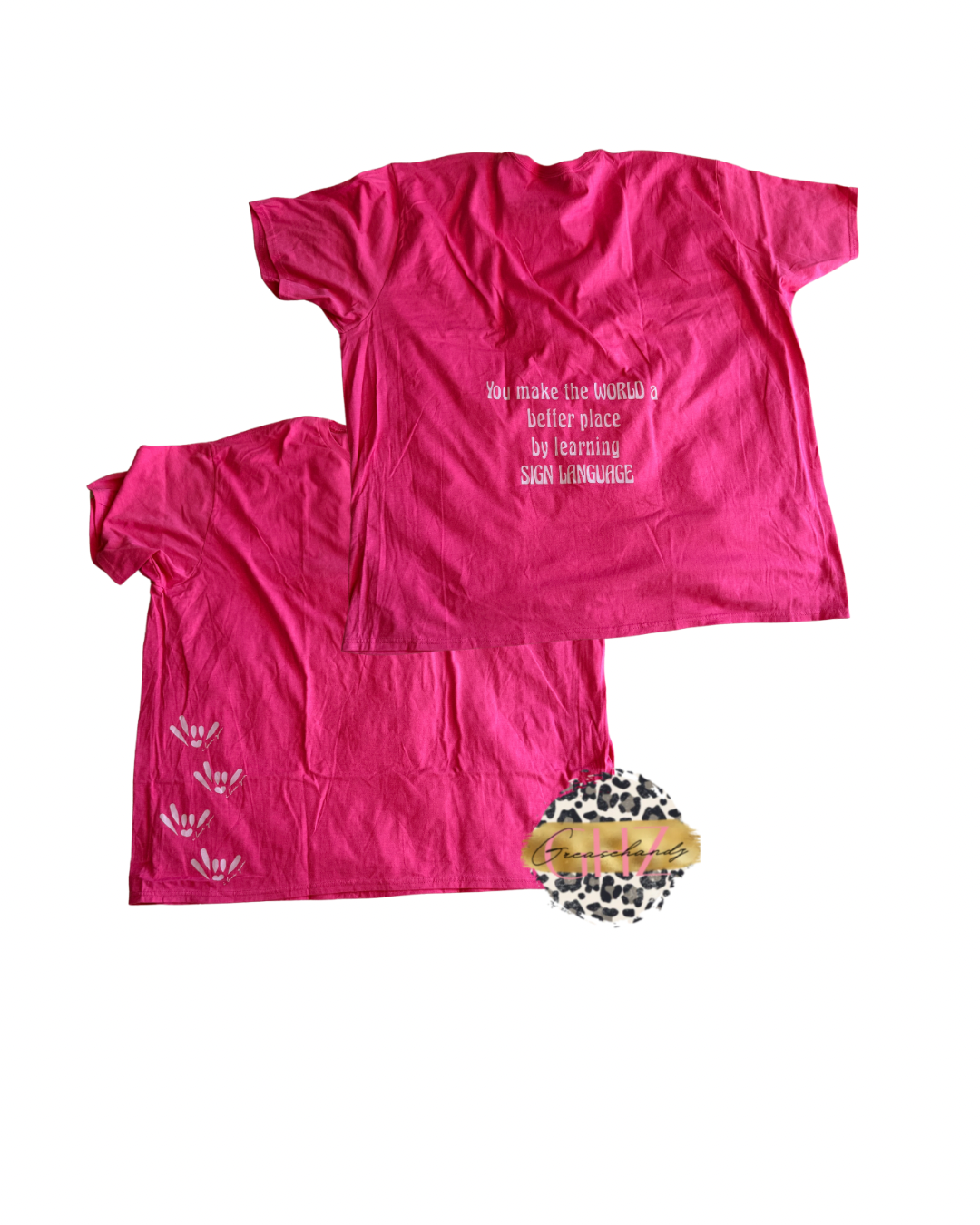 #9 learn sign language pink tshirt (4XL)