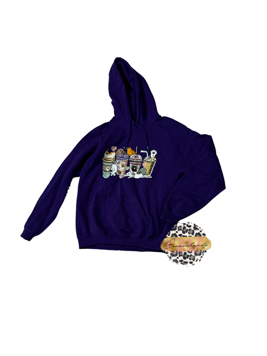 #89 cat mama coffee hoodie  M