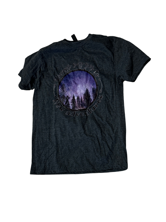 #98 say yes to adventure tshirt M