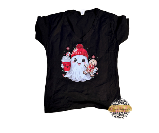 Christmas Ghost V-neck or T-shirt