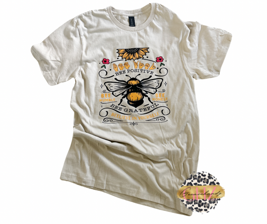 Bee Kind/Bee Positive ASL Tan Shirt