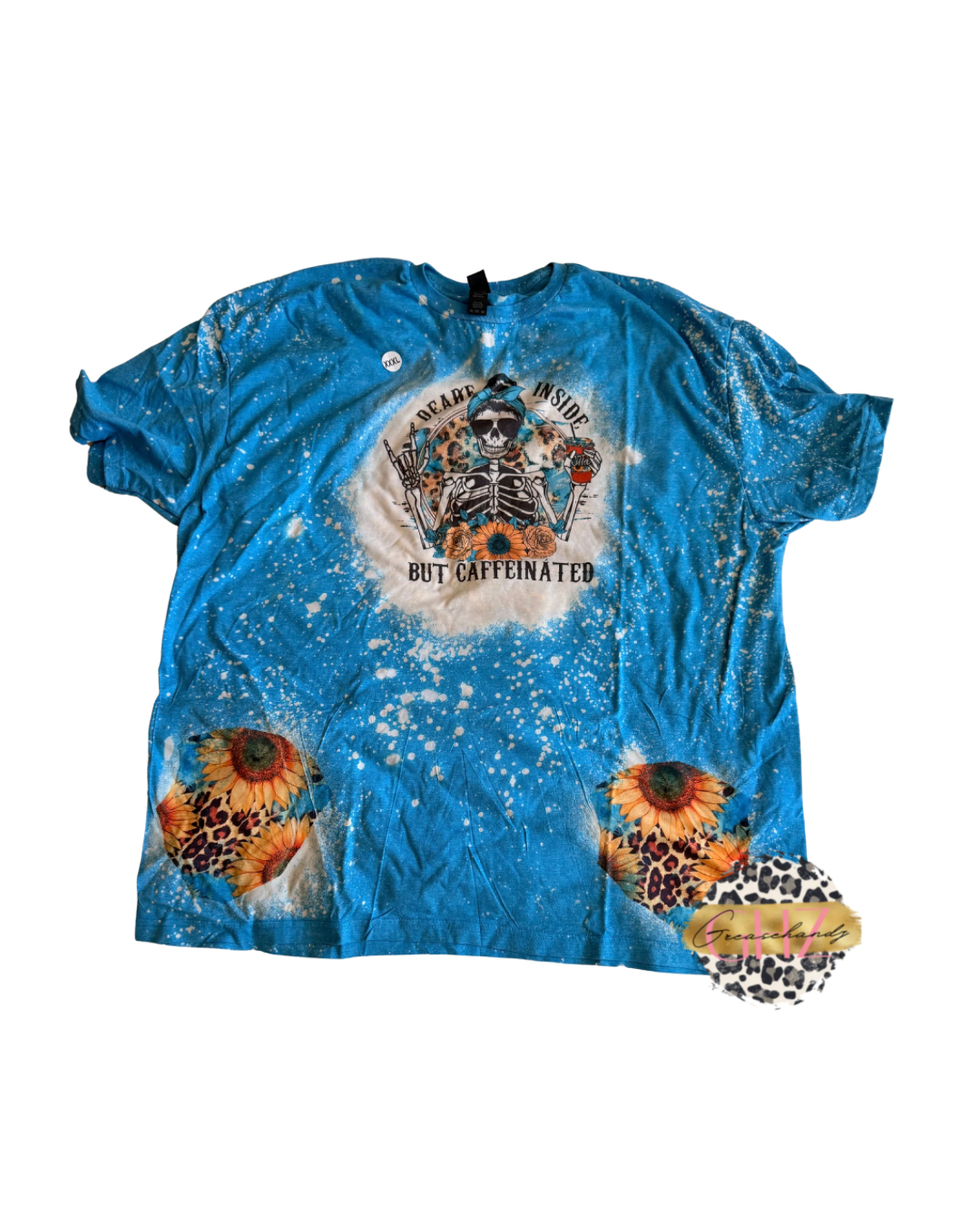 #16 dead inside but caffinated bleached tshirt (3XL)