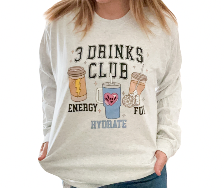 3 drinks club long sleeve