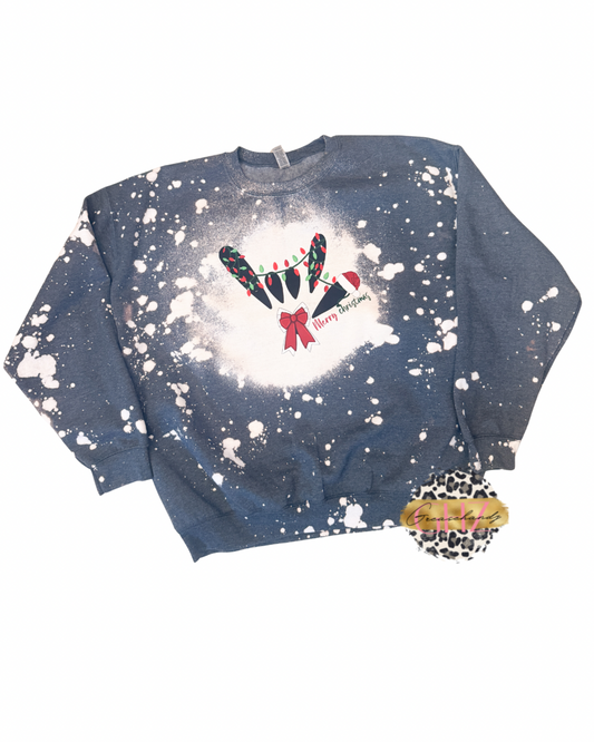 Christmas ILY ASL Bleached Sweatshirt (Preorder)