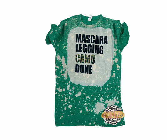 #72 Mascara, Leggings, Camo, Done Tshirt (bleached)