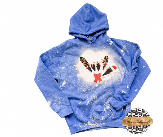 I LOVE YOU ASL Christmas Bleached Hoodie (PREORDER)