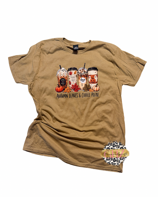 Autumn leaves & Coffee Please Tshirt