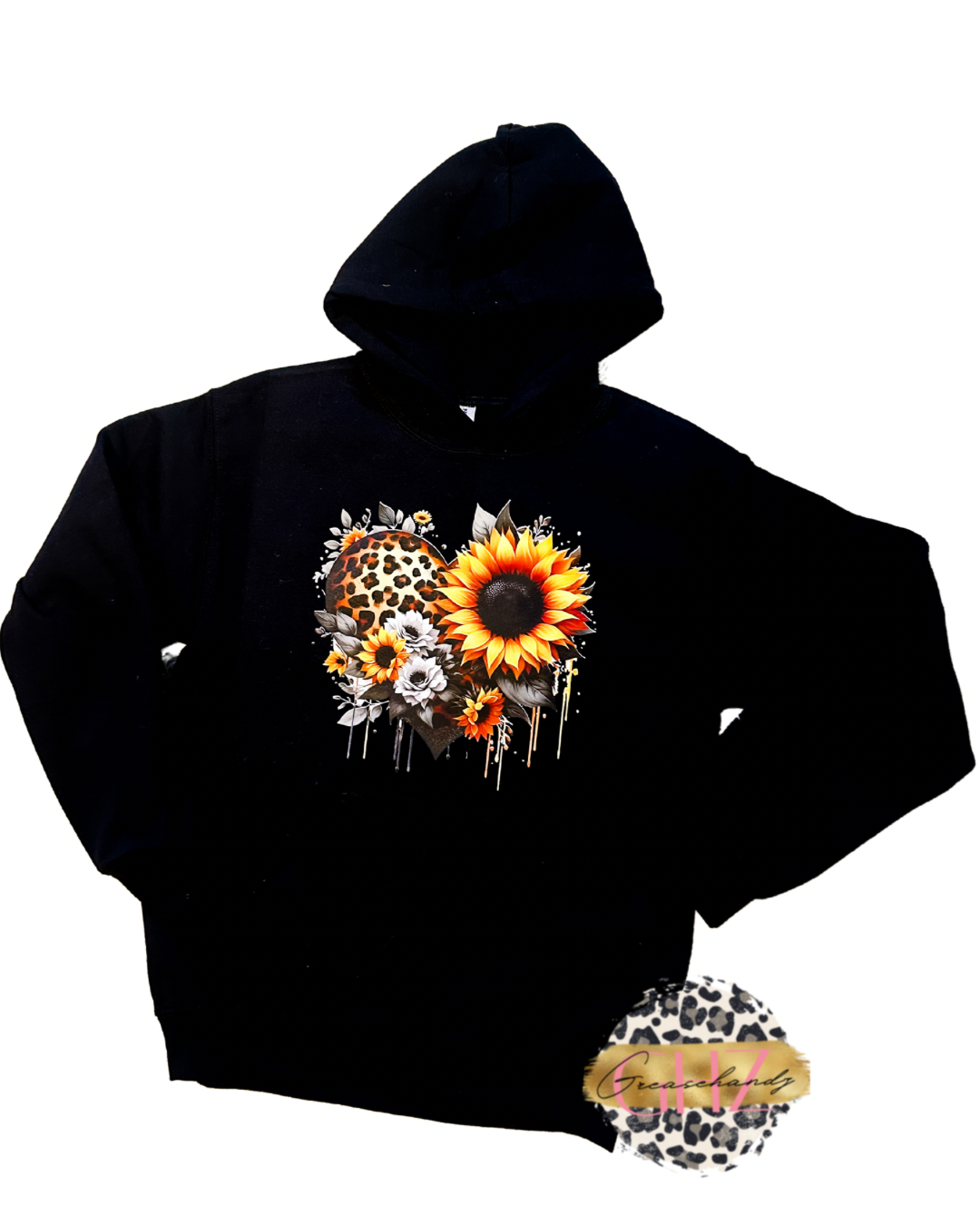 Leopard sunflower heart hoodie