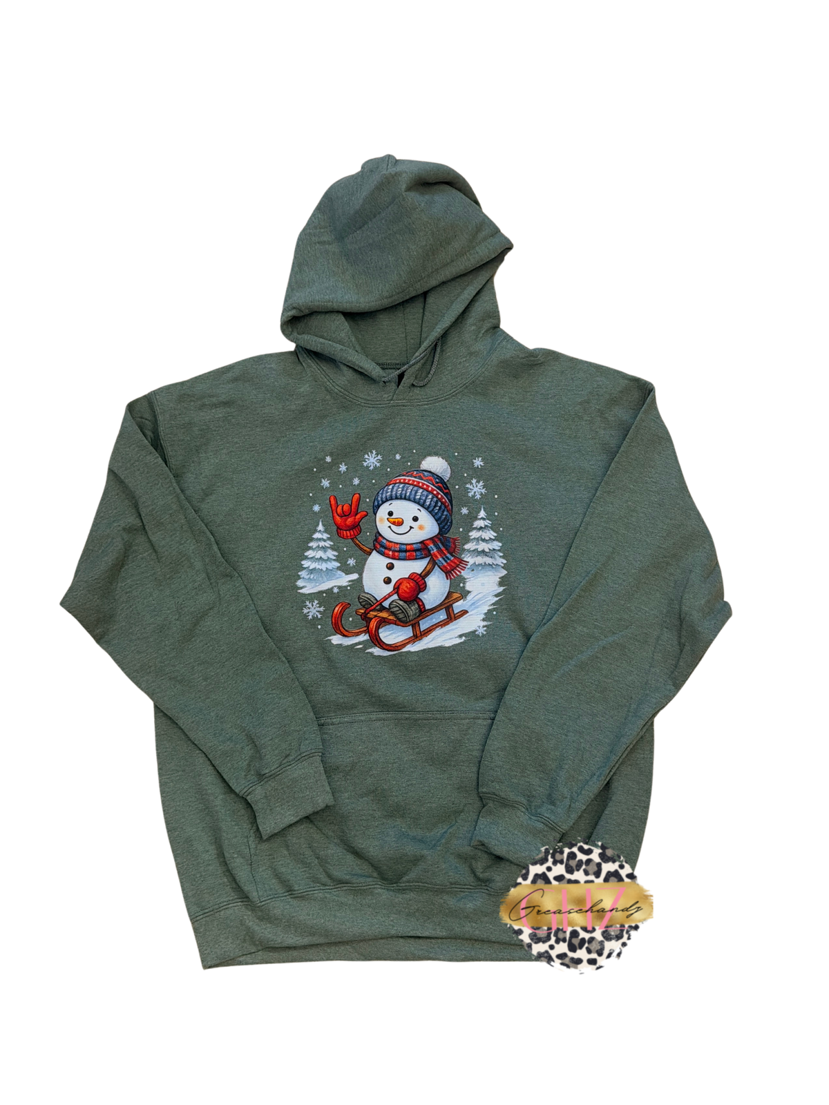 Sledding Snowman ASL Hoodie