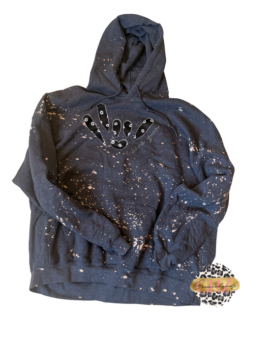 Nightmare ILY ASL hand bleached hoodie (3XL)
