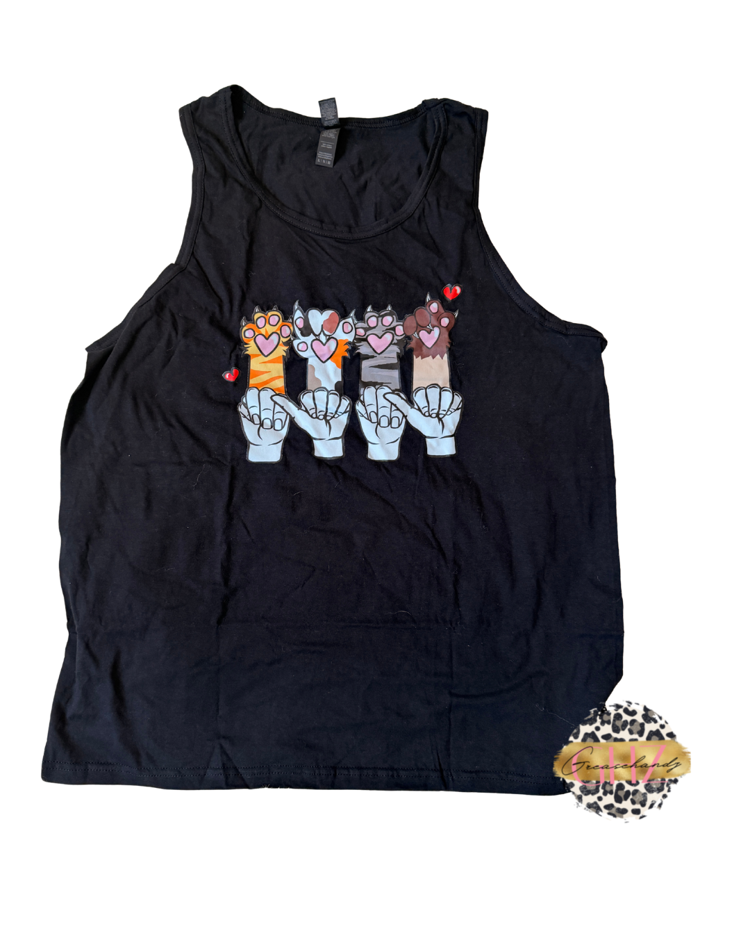 Cat mama ASL paws (XL) Muscle tank top