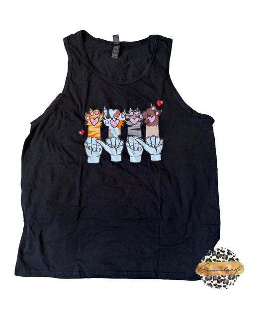 Cat mama ASL paws (XL) Muscle tank top