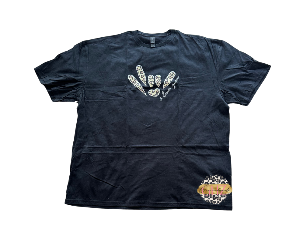 leopard ily asl tshirt (4  xl)