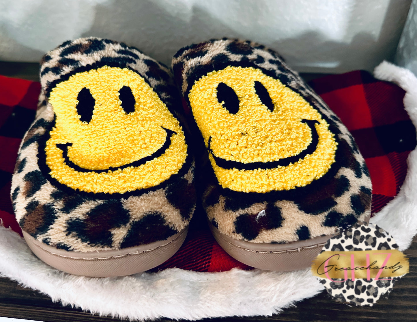 Leopard Retro Happy face slipper